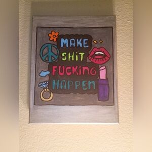 Handpainted Motivational Word Art Canvas Wall Decor 8x10"